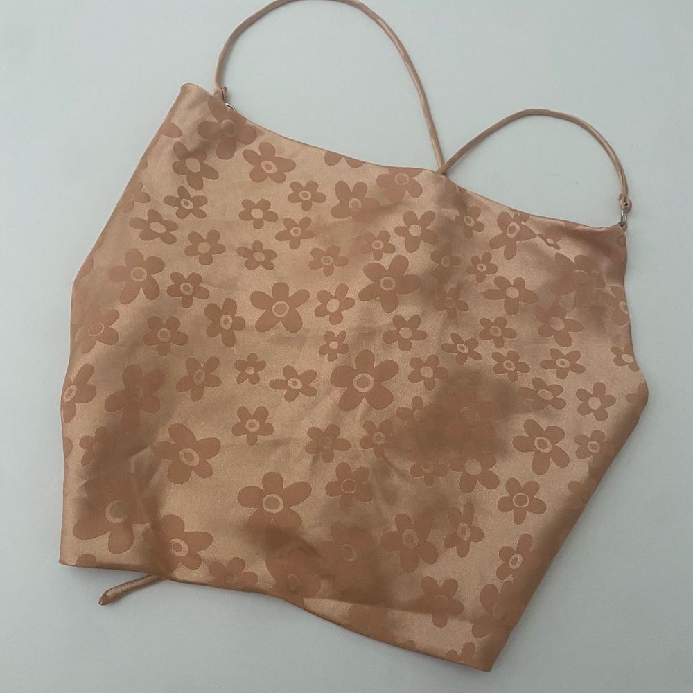 Princess Polly Silky Floral Tie Back Open Top 0 - Picture 2 of 4